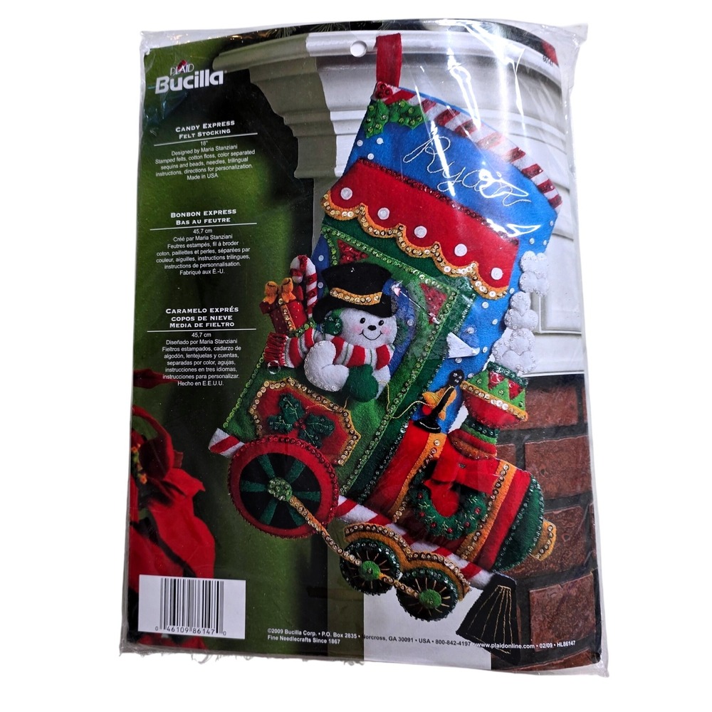 Bucilla Candy Express Snowman Train Felt Stocking Kit 18" 86147 Christmas NEW